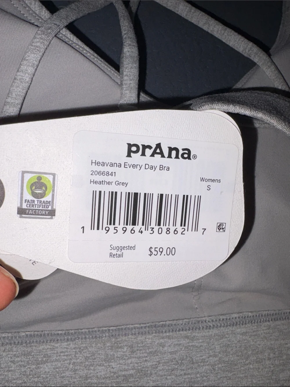 Prana Heavana Heather Gray Strappy Sports Bra